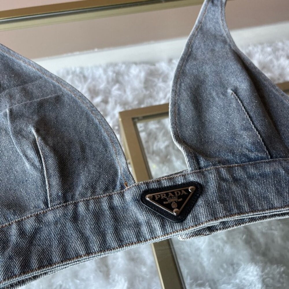 Prada denim bralette crop top size medium - Picture 3 of 6